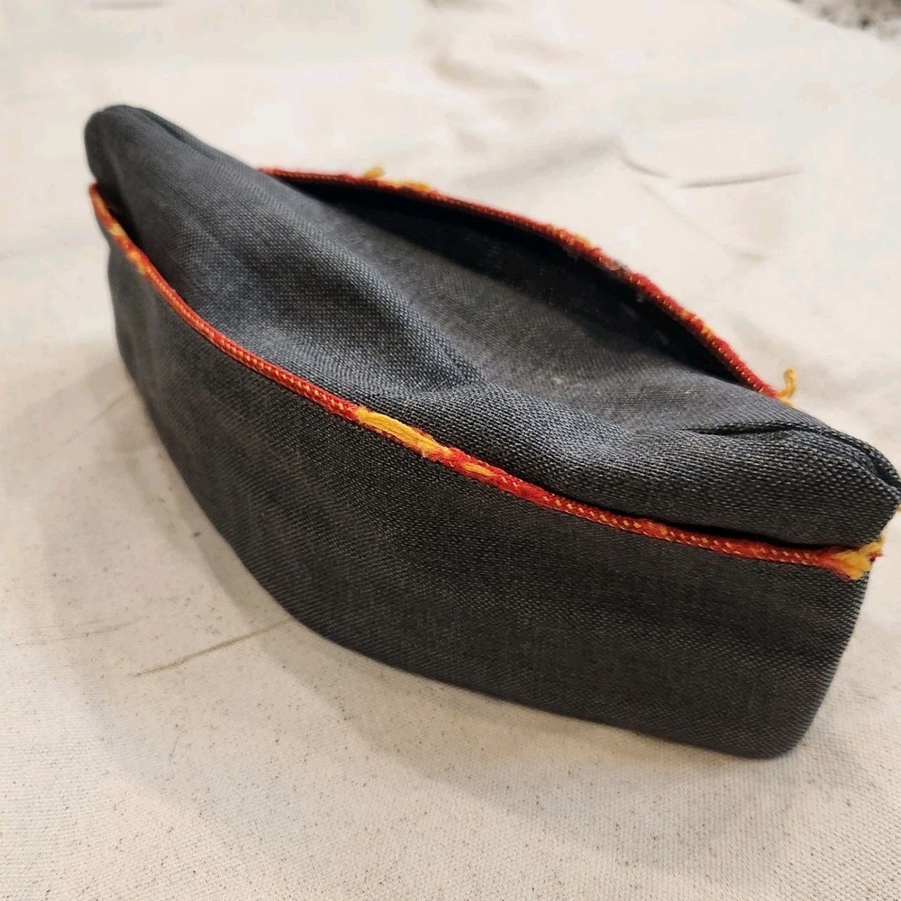 Vintage I. Magnin & Co. Garrison Cap Flight Cap Military Style Red Yellow